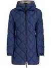 Etro Diamond-pattern Quilted Puffer Jacket With Belted Waist In Blue