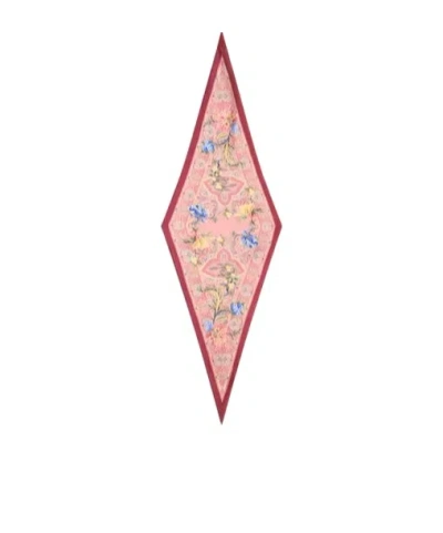 Etro Diamond-shaped Silk Scarf With Floral Paisley Motif In Multi