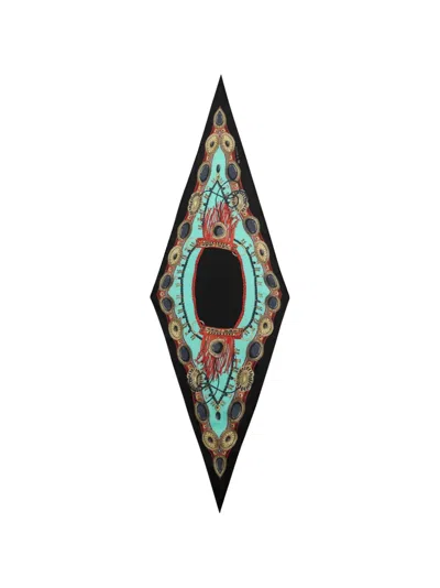 Etro Diamond-shaped Silk Scarf With Jewel Motif In Multi
