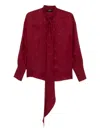 Etro Dotted-print Tie-neck Blouse In Red