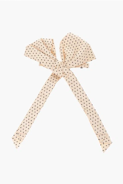 Etro Dotted Silk Maxi Bow Tie In Neutral