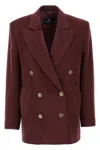 Etro Bordeaux Double-breasted Jacket With Logo Detail On Buttons In Wool Blend Woman