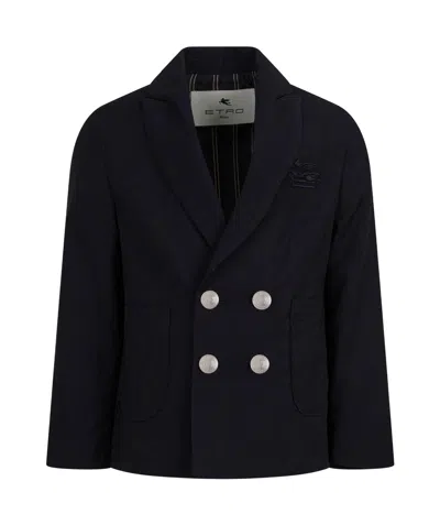 Etro Double-breasted Blazer In Black