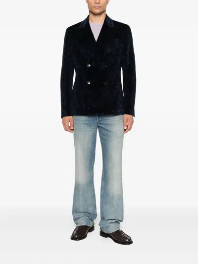Etro Double-breasted Blazer In Black