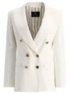 Etro Slub-texture Double-breasted Tailored Blazer In White