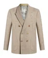 Etro Double Breasted Wool Blazer In Nude
