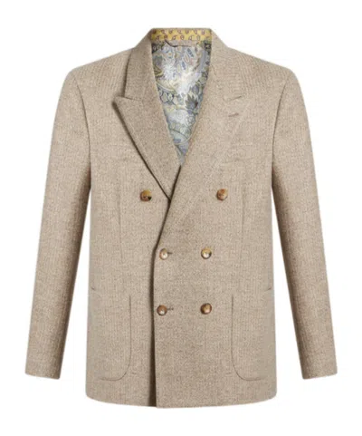 ETRO DOUBLE-BREASTED BLAZER WITH PEGASO BUTTONS