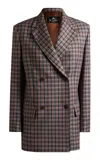Etro Double-breasted Blazer In Plaid