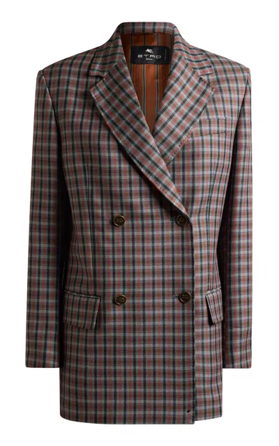 Etro Double-breasted Blazer In Plaid