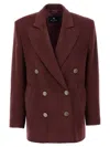 Etro Bordeaux Double-breasted Jacket With Logo Detail On Buttons In Wool Blend Woman In Red