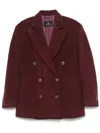 Etro Bordeaux Double-breasted Jacket With Logo Detail On Buttons In Wool Blend Woman In Red