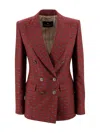 Etro Double-breasted Blazer With Micro Pattern In Red