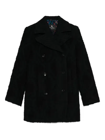Etro Double-breasted Coat In Black