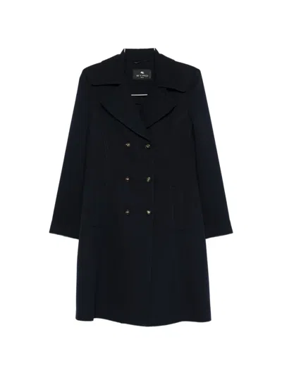 Etro Double-breasted Coat In Black