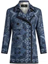 Etro Double-breasted Coat In Blue