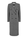 Etro Grey Long Double-breasted Coat With Chevron Motif In Grey