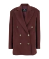 Etro Bordeaux Double-breasted Jacket With Logo Detail On Buttons In Wool Blend Woman In Red