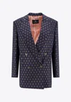 Etro Double-breasted Wool And Cotton-blend Jacquard Blazer In Blue