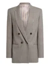 Etro Double-breasted Gingham Blazer In Gray