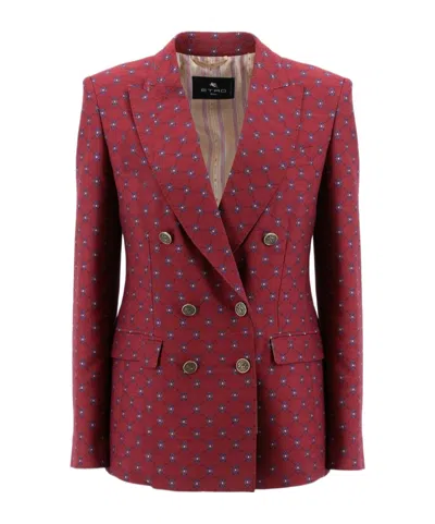 ETRO ETRO DOUBLE BREASTED GRAPHIC PRINTED BLAZER
