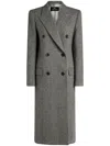 Etro Grey Long Double-breasted Coat With Chevron Motif In Gray