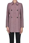 Etro Herringbone-pattern Double-breasted Coat In Pink