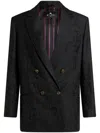 Etro Double-breasted Jacket In Black