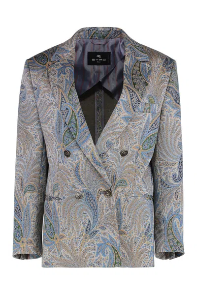 Etro Double-breasted Jacket In Multi