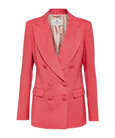 Etro Double-breasted Jacket In Pink