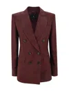 Etro Double-breasted Jacket With Floral Jacquard Pattern In Burgundy