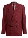 Etro Double-breasted Jacquard Blazer In Red