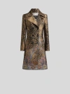 Etro Double-breasted Jacquard Coat In Animal Print