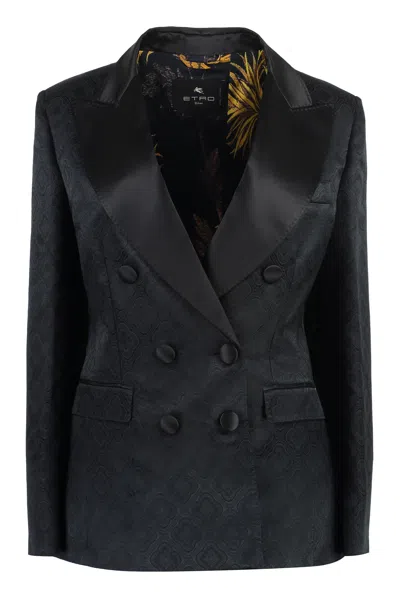 Etro Paisley Jacquard Blazer In Black