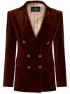 Etro Double-breasted Velvet Jacket With Button Details And Tailored Fit In Red