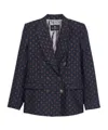 Etro Double-breasted Patterned Blazer In Blue