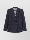 Etro Double-breasted Patterned Jacket Long Sleeves In Blue