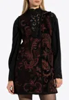 Etro , Reversible Jacquard Waistcoat, Woman, Black, Size 48 In Burgundy