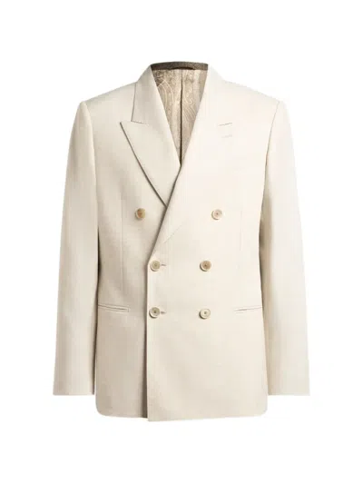 Etro Double-breasted Peak-lapels Blazer In Neutral
