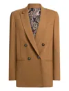 Etro Double-breasted Pegaso-buttons Blazer In Brown