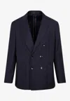 Etro Pinstripe-pattern Double-breasted Blazer In Navy