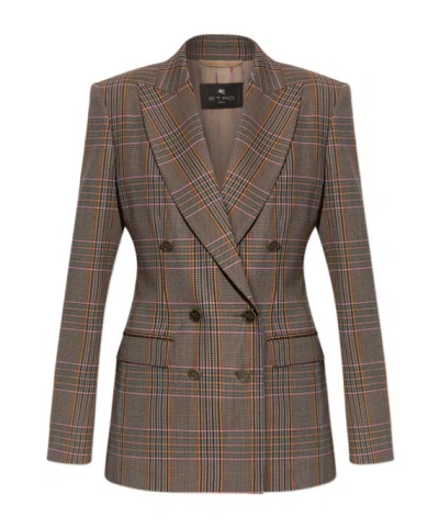 ETRO ETRO DOUBLE BREASTED CHECKED BLAZER