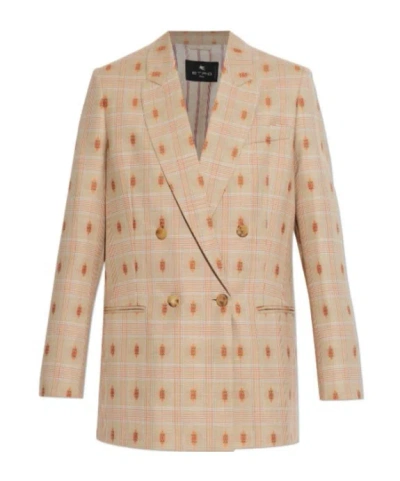 Etro Double-breasted Suit Jacket In Brown