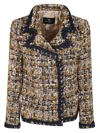 Etro Double-breasted Tweed Jacket In Multi
