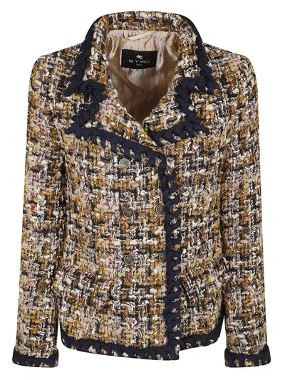ETRO ETRO DOUBLE-BREASTED LONG SLEEVE TWEED JACKET