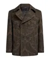 Etro Double-breasted Herringbone Paisley Coat In Brown