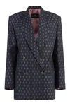 Etro Double-breasted Wool And Cotton-blend Jacquard Blazer In Blue