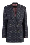 Etro Double-breasted Wool And Cotton-blend Jacquard Blazer In Blue