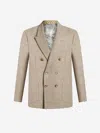 Etro Double Breasted Wool Blazer In Brown