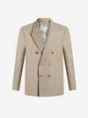 Etro Double Breasted Wool Blazer In Brown