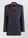 Etro Double-breasted Wool Blazer With Structured Shoulders In Blue
